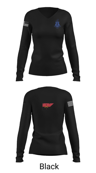 Womens Long Sleeve Vneck Shirt, Pershing Rifles Troop L-1, , Teamtime, Team time, sublimation, custom sports apparel, team uniforms, spirit wear, spiritwear, sports uniforms, custom shirts, team store, custom team store, fundraiser sports, apparel fundraiser