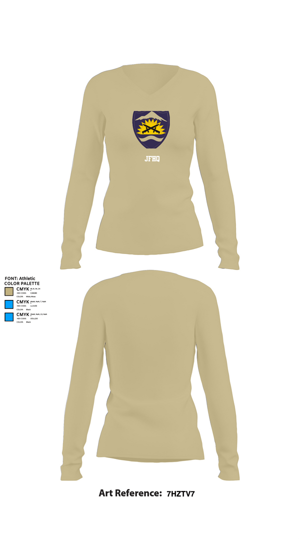 Womens Long Sleeve Vneck Shirt, JFHQ, Army, Teamtime, Team time, sublimation, custom sports apparel, team uniforms, spirit wear, spiritwear, sports uniforms, custom shirts, team store, custom team store, fundraiser sports, apparel fundraiser