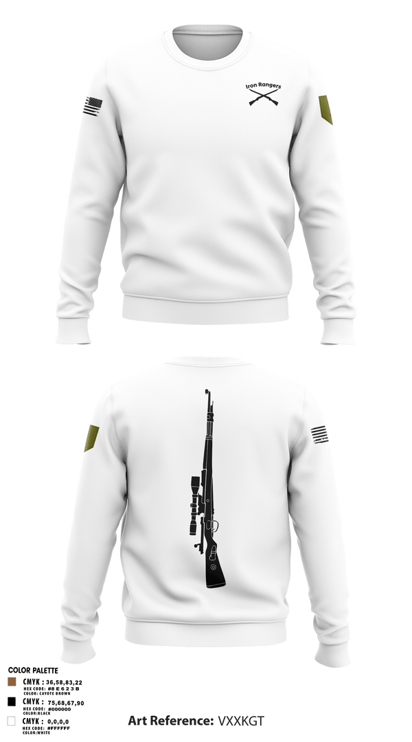 Crew Neck Sweatshirt, Iron Rangers, Army, Teamtime, Team time, sublimation, custom sports apparel, team uniforms, spirit wear, spiritwear, sports uniforms, custom shirts, team store, custom team store, fundraiser sports, apparel fundraiser