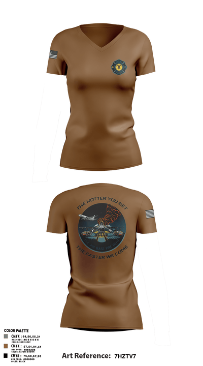 ISA Air base Fire Dept. 19172110 Women's Short Sleeve V-neck Shirt - 66