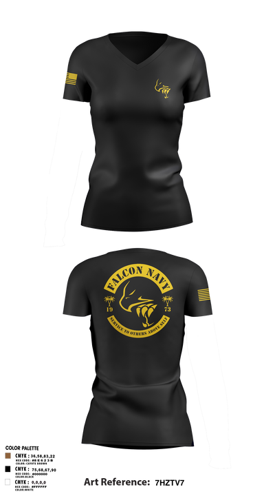 Falcon Navy 41884136 Women's Short Sleeve V-neck Shirt - 4
