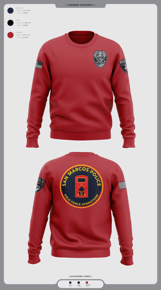 Crew Neck Sweatshirt, San marcos police - field force, Police, Teamtime, Team time, sublimation, custom sports apparel, team uniforms, spirit wear, spiritwear, sports uniforms, custom shirts, team store, custom team store, fundraiser sports, apparel fundraiser