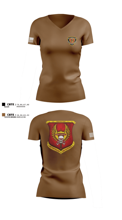 3rd Battalion 3rd Marines India Co. 18315105 Women's Short Sleeve V-neck Shirt - 1