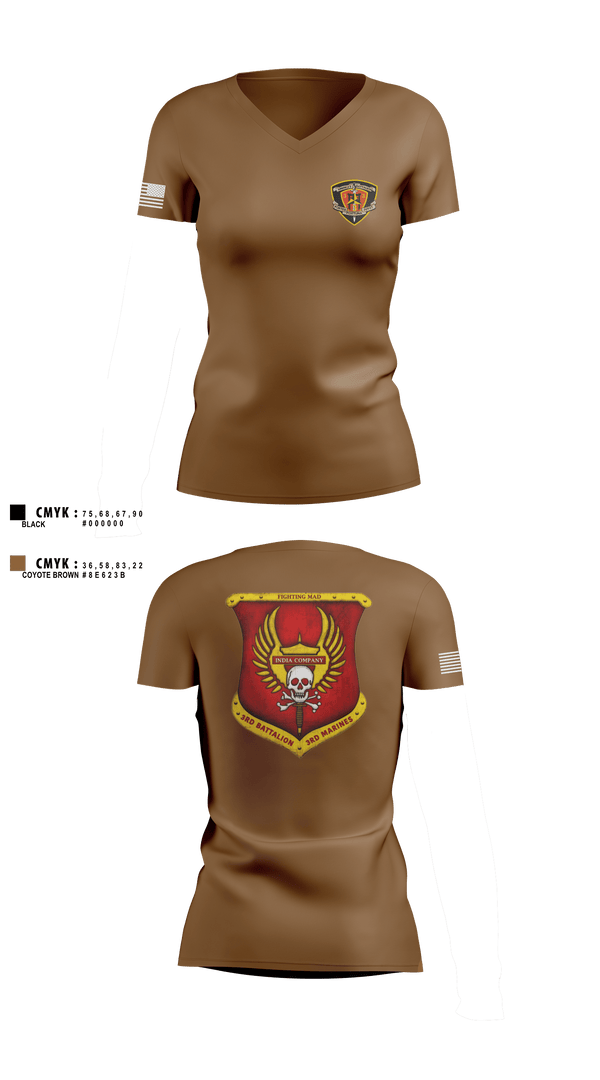 Womens Short Sleeve Vneck Shirt, 3rd Battalion 3rd Marines India Co., , Teamtime, Team time, sublimation, custom sports apparel, team uniforms, spirit wear, spiritwear, sports uniforms, custom shirts, team store, custom team store, fundraiser sports, apparel fundraiser