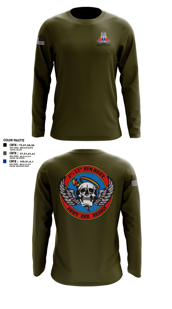 Long Sleeve Performance Shirt, A Co, 2-13th Aviation Regiment, , Teamtime, Team time, sublimation, custom sports apparel, team uniforms, spirit wear, spiritwear, sports uniforms, custom shirts, team store, custom team store, fundraiser sports, apparel fundraiser