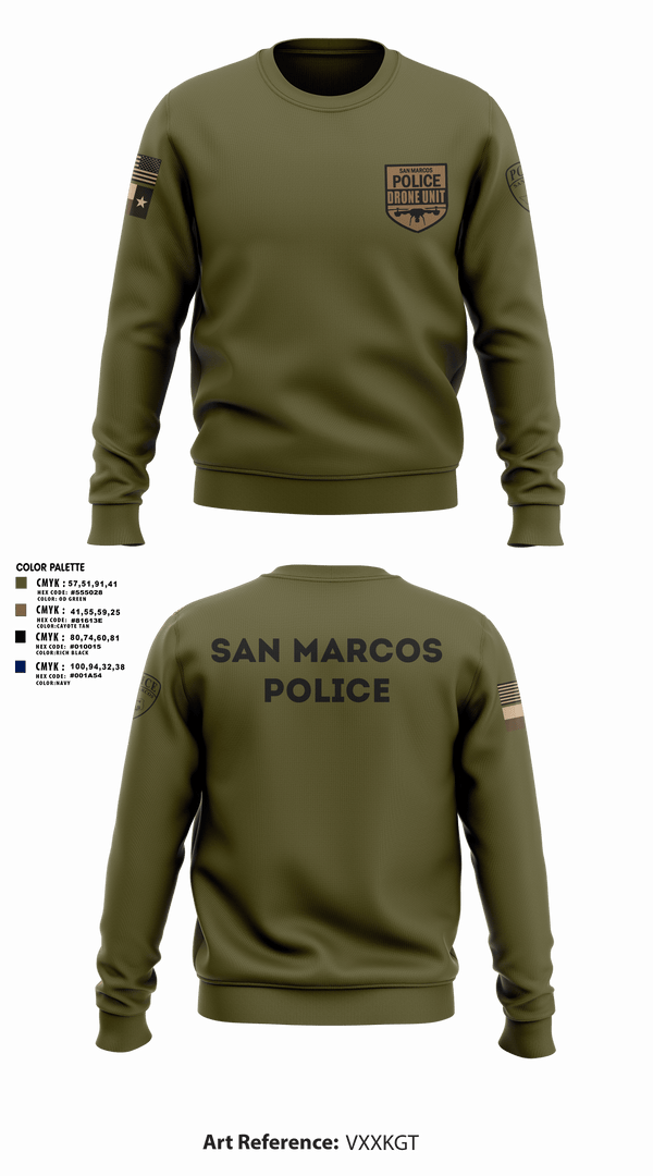 Crew Neck Sweatshirt, San Marcos Police Drone Unit, Police, Teamtime, Team time, sublimation, custom sports apparel, team uniforms, spirit wear, spiritwear, sports uniforms, custom shirts, team store, custom team store, fundraiser sports, apparel fundraiser