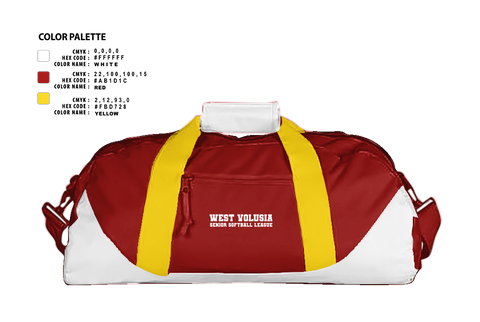 Duffle Bag, West Volusia Senior Softball League, Softball, Teamtime, Team time, sublimation, custom sports apparel, team uniforms, spirit wear, spiritwear, sports uniforms, custom shirts, team store, custom team store, fundraiser sports, apparel fundraiser