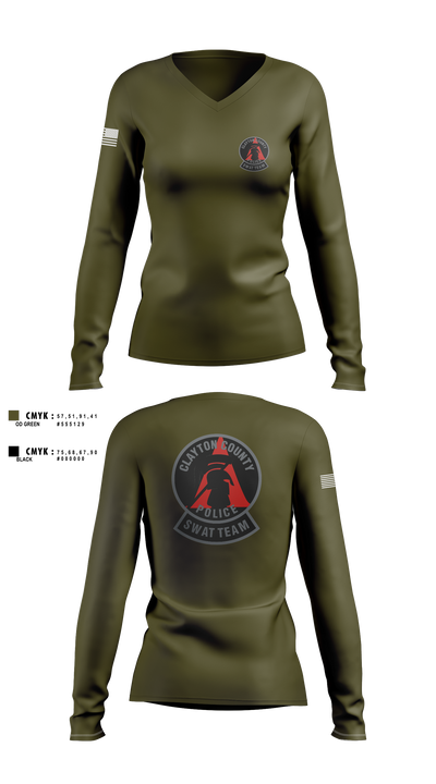 Clayton County Police SWAT Team 81902169 Women's Long Sleeve V-neck Shirt - 1