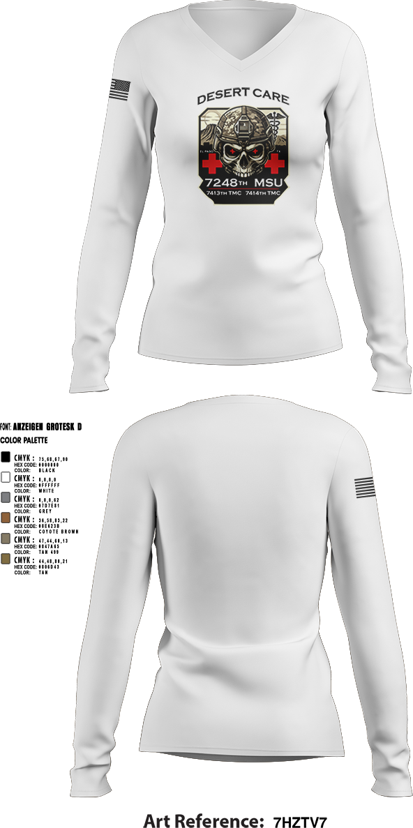 Womens Long Sleeve Vneck Shirt, 7248th MSU, , Teamtime, Team time, sublimation, custom sports apparel, team uniforms, spirit wear, spiritwear, sports uniforms, custom shirts, team store, custom team store, fundraiser sports, apparel fundraiser