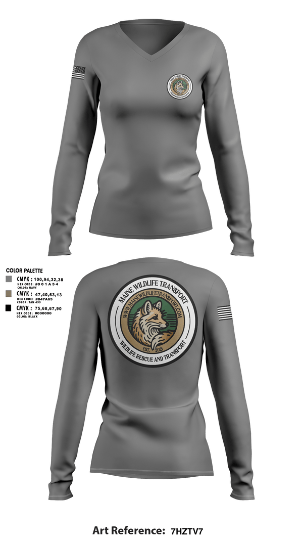 Womens Long Sleeve Vneck Shirt, Maine Wildlife Transport, , Teamtime, Team time, sublimation, custom sports apparel, team uniforms, spirit wear, spiritwear, sports uniforms, custom shirts, team store, custom team store, fundraiser sports, apparel fundraiser