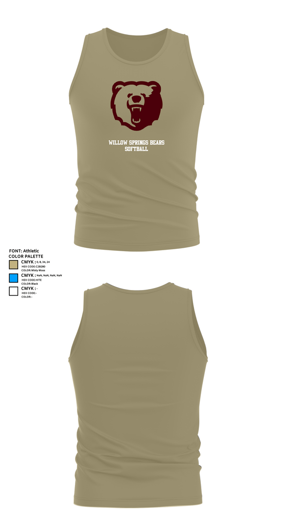 Tank Top, Willow Springs Bears Softball, Softball, Teamtime, Team time, sublimation, custom sports apparel, team uniforms, spirit wear, spiritwear, sports uniforms, custom shirts, team store, custom team store, fundraiser sports, apparel fundraiser