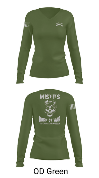 Womens Long Sleeve Vneck Shirt, 4th platoon misfits, Army, Teamtime, Team time, sublimation, custom sports apparel, team uniforms, spirit wear, spiritwear, sports uniforms, custom shirts, team store, custom team store, fundraiser sports, apparel fundraiser