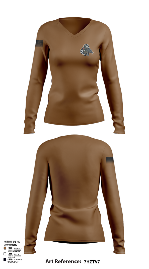 Womens Long Sleeve Vneck Shirt, 441st Engineer Company, Army, Teamtime, Team time, sublimation, custom sports apparel, team uniforms, spirit wear, spiritwear, sports uniforms, custom shirts, team store, custom team store, fundraiser sports, apparel fundraiser