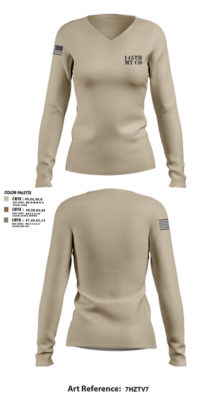 Womens Long Sleeve Vneck Shirt, 145th MT CO, , Teamtime, Team time, sublimation, custom sports apparel, team uniforms, spirit wear, spiritwear, sports uniforms, custom shirts, team store, custom team store, fundraiser sports, apparel fundraiser