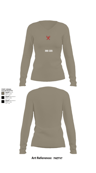 Womens Long Sleeve Vneck Shirt, 355 CES, Air Force, Teamtime, Team time, sublimation, custom sports apparel, team uniforms, spirit wear, spiritwear, sports uniforms, custom shirts, team store, custom team store, fundraiser sports, apparel fundraiser