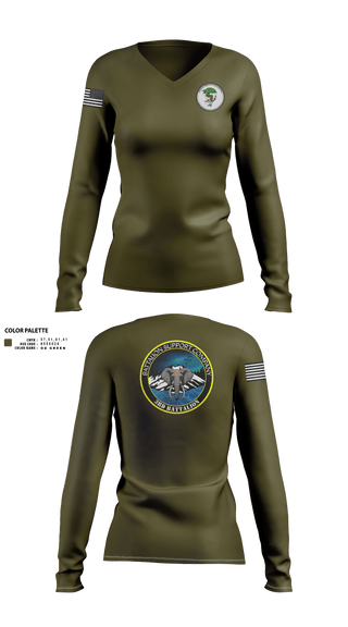 Womens Long Sleeve Vneck Shirt, , Army, Teamtime, Team time, sublimation, custom sports apparel, team uniforms, spirit wear, spiritwear, sports uniforms, custom shirts, team store, custom team store, fundraiser sports, apparel fundraiser