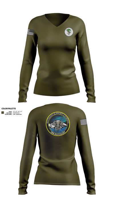 1SFG(A) 3rd BN BSC 68402160 Women's Long Sleeve V-neck Shirt - 2