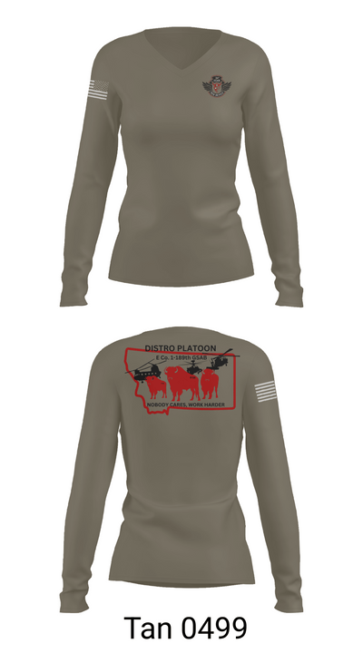 E co. 1-189th 4920111 Women's Long Sleeve V-neck Shirt - 73