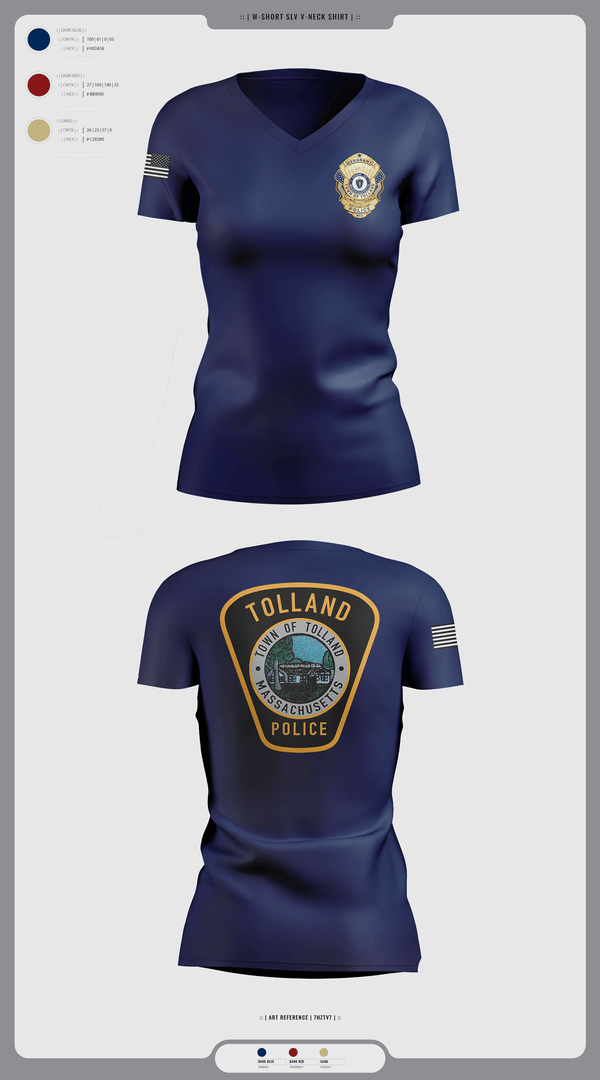 Womens Short Sleeve Vneck Shirt, Tolland Police Department, , Teamtime, Team time, sublimation, custom sports apparel, team uniforms, spirit wear, spiritwear, sports uniforms, custom shirts, team store, custom team store, fundraiser sports, apparel fundraiser