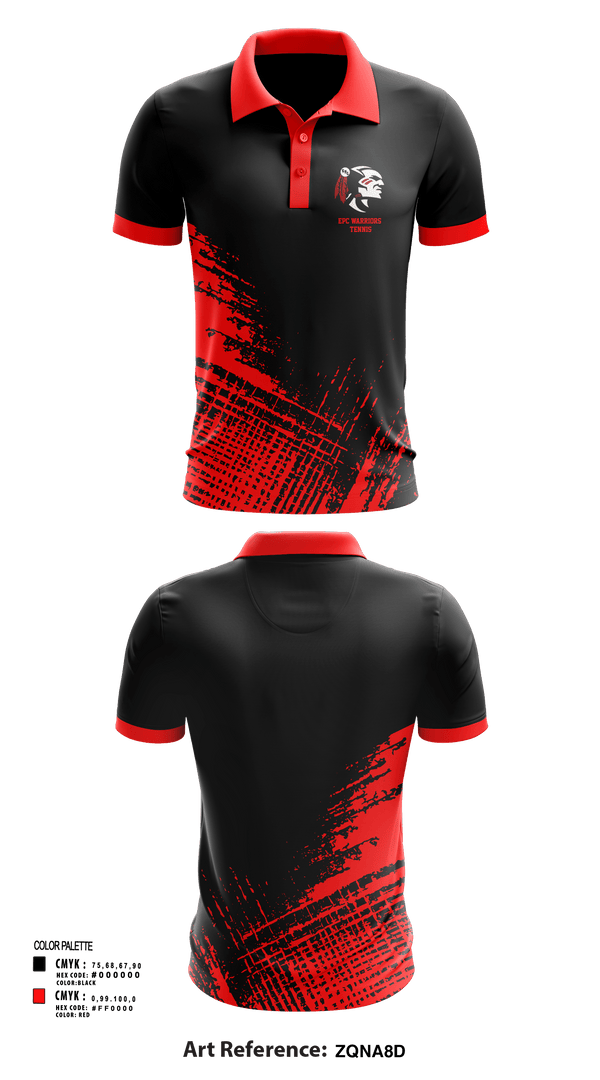 Short Sleeve Performance Polo, EPC Warriors Tennis, Tennis, Teamtime, Team time, sublimation, custom sports apparel, team uniforms, spirit wear, spiritwear, sports uniforms, custom shirts, team store, custom team store, fundraiser sports, apparel fundraiser