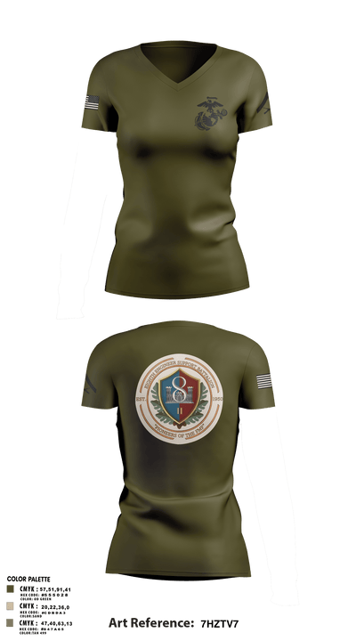8th ESB Charlie Co. 31724499 Women's Short Sleeve V-neck Shirt - 1