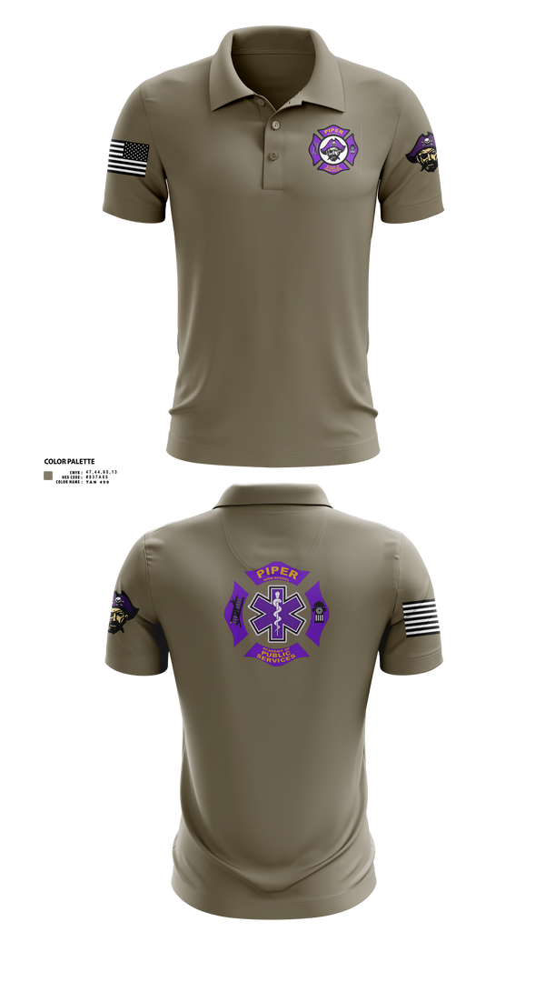 Short Sleeve Performance Polo, Piper High School Public Services Academy, Fire Department, Teamtime, Team time, sublimation, custom sports apparel, team uniforms, spirit wear, spiritwear, sports uniforms, custom shirts, team store, custom team store, fundraiser sports, apparel fundraiser