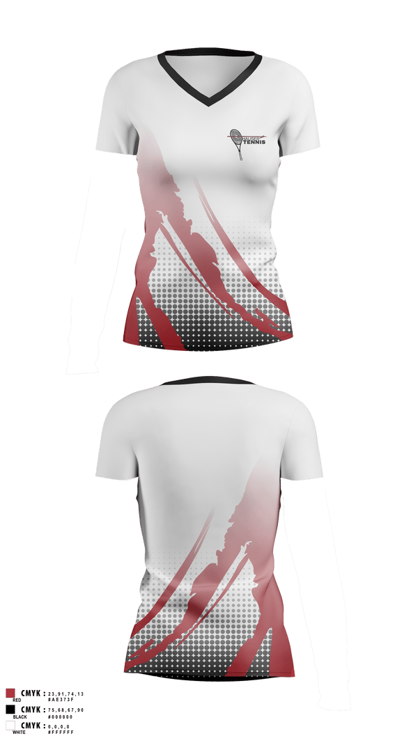 Womens Short Sleeve Vneck Shirt, Hauser High School Tennis, Tennis, Teamtime, Team time, sublimation, custom sports apparel, team uniforms, spirit wear, spiritwear, sports uniforms, custom shirts, team store, custom team store, fundraiser sports, apparel fundraiser