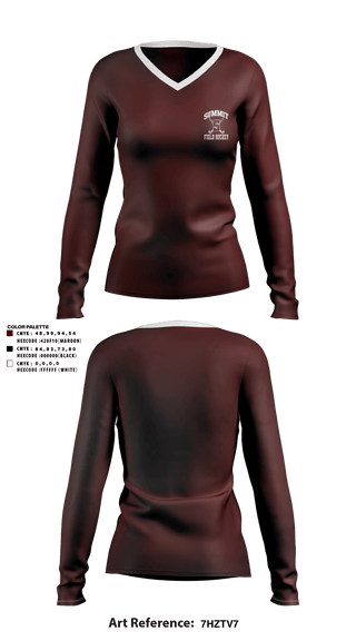 Womens Long Sleeve Vneck Shirt, Rockwood Summit Falcons Field Hockey, Field Hockey, Teamtime, Team time, sublimation, custom sports apparel, team uniforms, spirit wear, spiritwear, sports uniforms, custom shirts, team store, custom team store, fundraiser sports, apparel fundraiser