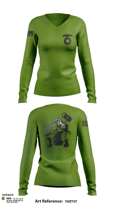 MCAGCC COMMSTRAT 43565701 Women's Long Sleeve V-neck Shirt - 7