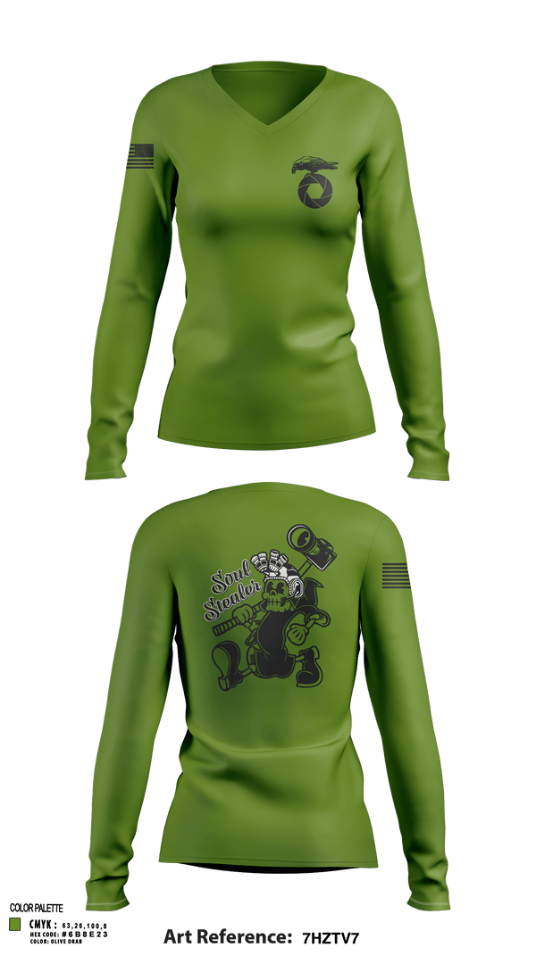 Womens Long Sleeve Vneck Shirt, MCAGCC COMMSTRAT, , Teamtime, Team time, sublimation, custom sports apparel, team uniforms, spirit wear, spiritwear, sports uniforms, custom shirts, team store, custom team store, fundraiser sports, apparel fundraiser