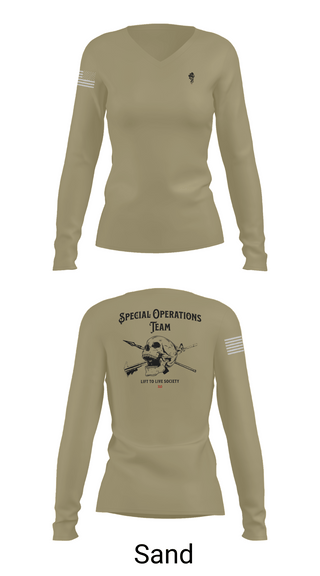 Womens Long Sleeve Vneck Shirt, Special Operations Team, , Teamtime, Team time, sublimation, custom sports apparel, team uniforms, spirit wear, spiritwear, sports uniforms, custom shirts, team store, custom team store, fundraiser sports, apparel fundraiser
