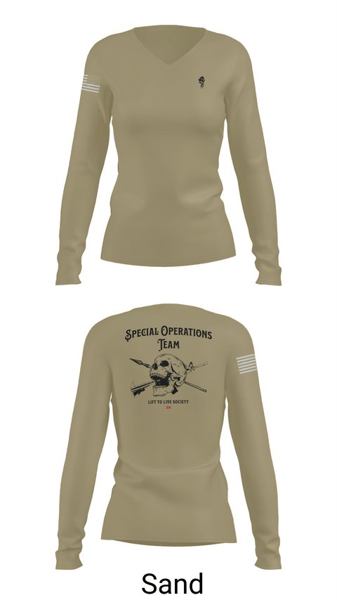 Womens Long Sleeve Vneck Shirt, Special Operations Team, , Teamtime, Team time, sublimation, custom sports apparel, team uniforms, spirit wear, spiritwear, sports uniforms, custom shirts, team store, custom team store, fundraiser sports, apparel fundraiser