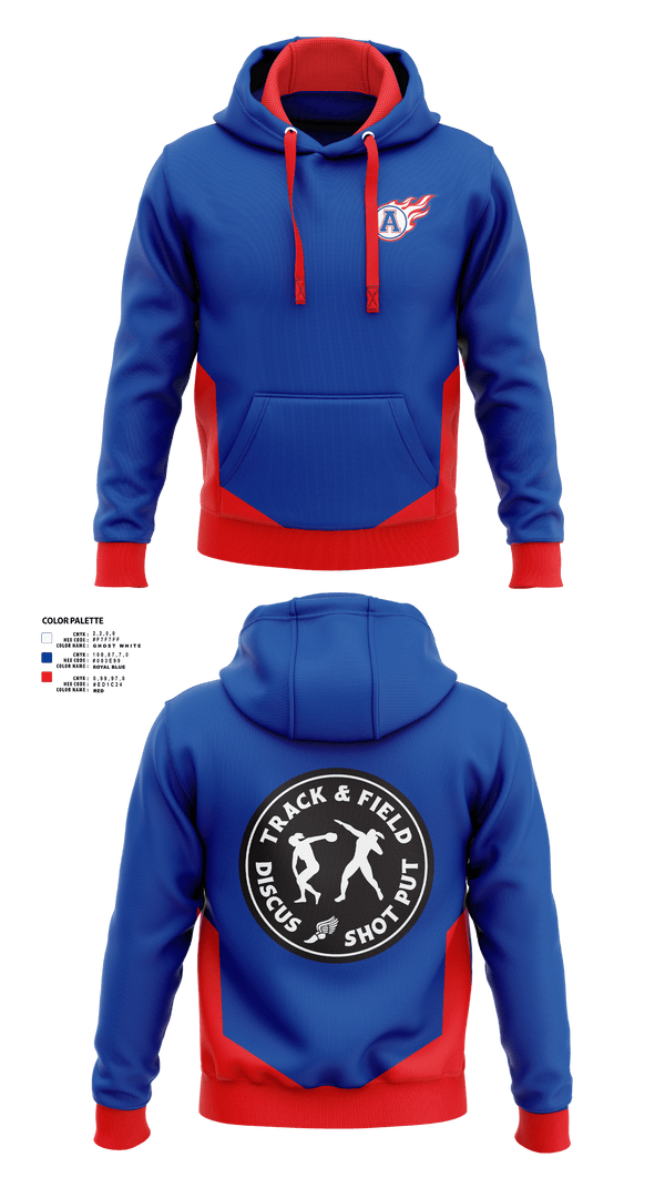 Hoodie, Blue comets, Track & Field, Teamtime, Team time, sublimation, custom sports apparel, team uniforms, spirit wear, spiritwear, sports uniforms, custom shirts, team store, custom team store, fundraiser sports, apparel fundraiser