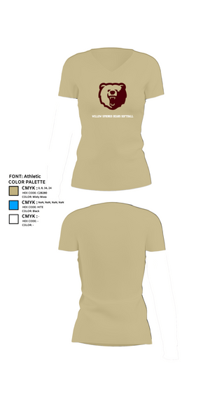 Womens Short Sleeve Vneck Shirt, Willow Springs Bears Softball, Softball, Teamtime, Team time, sublimation, custom sports apparel, team uniforms, spirit wear, spiritwear, sports uniforms, custom shirts, team store, custom team store, fundraiser sports, apparel fundraiser