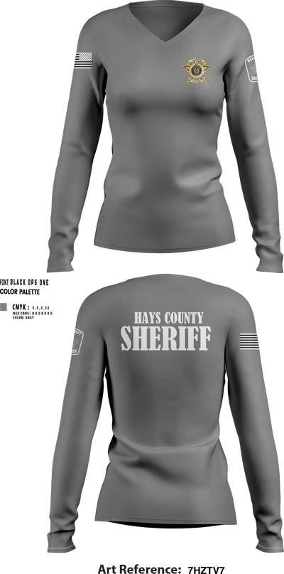 Hays County Sheriff’s Office 39669531 Women's Long Sleeve V-neck Shirt - 150