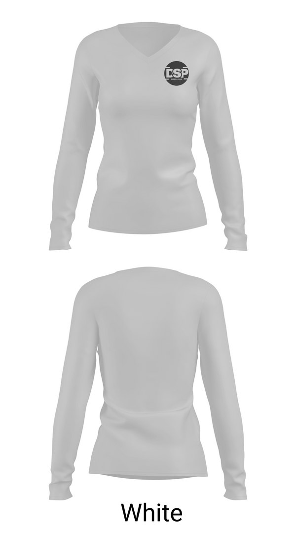 Womens Long Sleeve Vneck Shirt, DSP Barbell Club, 501c3, , Teamtime, Team time, sublimation, custom sports apparel, team uniforms, spirit wear, spiritwear, sports uniforms, custom shirts, team store, custom team store, fundraiser sports, apparel fundraiser