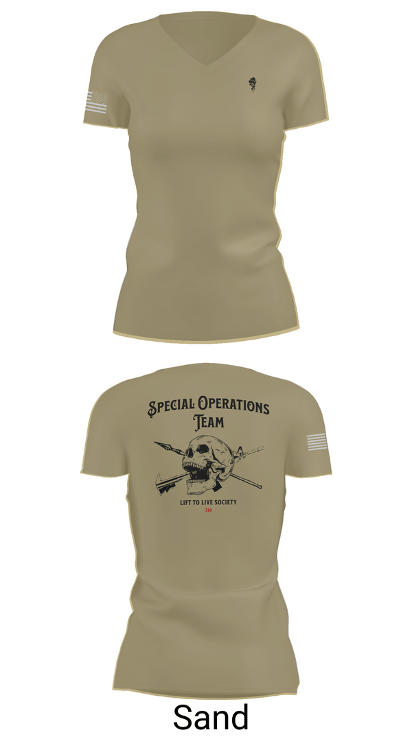 Womens Short Sleeve Vneck Shirt, Special Operations Team, , Teamtime, Team time, sublimation, custom sports apparel, team uniforms, spirit wear, spiritwear, sports uniforms, custom shirts, team store, custom team store, fundraiser sports, apparel fundraiser