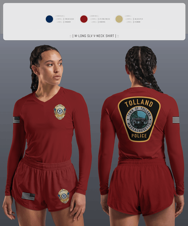 Womens Long Sleeve Vneck Shirt, Tolland Police Department, , Teamtime, Team time, sublimation, custom sports apparel, team uniforms, spirit wear, spiritwear, sports uniforms, custom shirts, team store, custom team store, fundraiser sports, apparel fundraiser