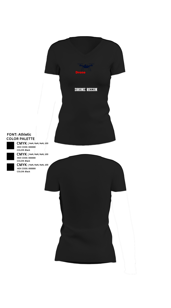 Womens Short Sleeve Vneck Shirt, DRONE RECON, , Teamtime, Team time, sublimation, custom sports apparel, team uniforms, spirit wear, spiritwear, sports uniforms, custom shirts, team store, custom team store, fundraiser sports, apparel fundraiser