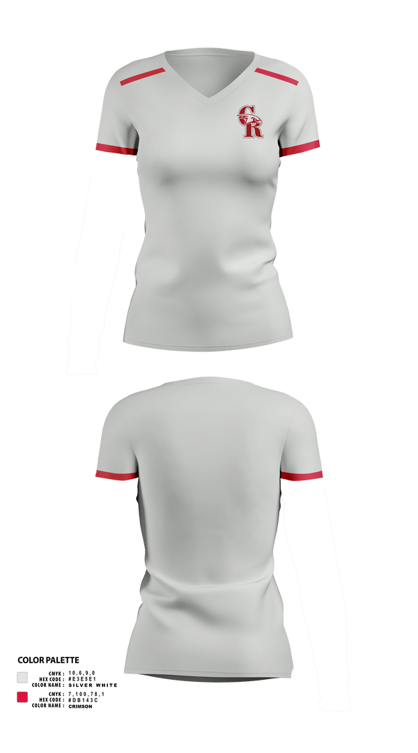 Womens Short Sleeve Vneck Shirt, Canyon Ridge High School Tennis, Tennis, Teamtime, Team time, sublimation, custom sports apparel, team uniforms, spirit wear, spiritwear, sports uniforms, custom shirts, team store, custom team store, fundraiser sports, apparel fundraiser