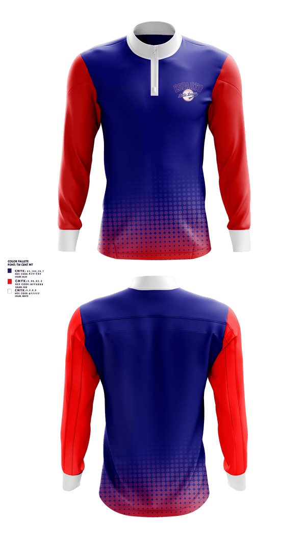 Quarter Zip Jacket, Esparto Little League, Spirit Store, Teamtime, Team time, sublimation, custom sports apparel, team uniforms, spirit wear, spiritwear, sports uniforms, custom shirts, team store, custom team store, fundraiser sports, apparel fundraiser