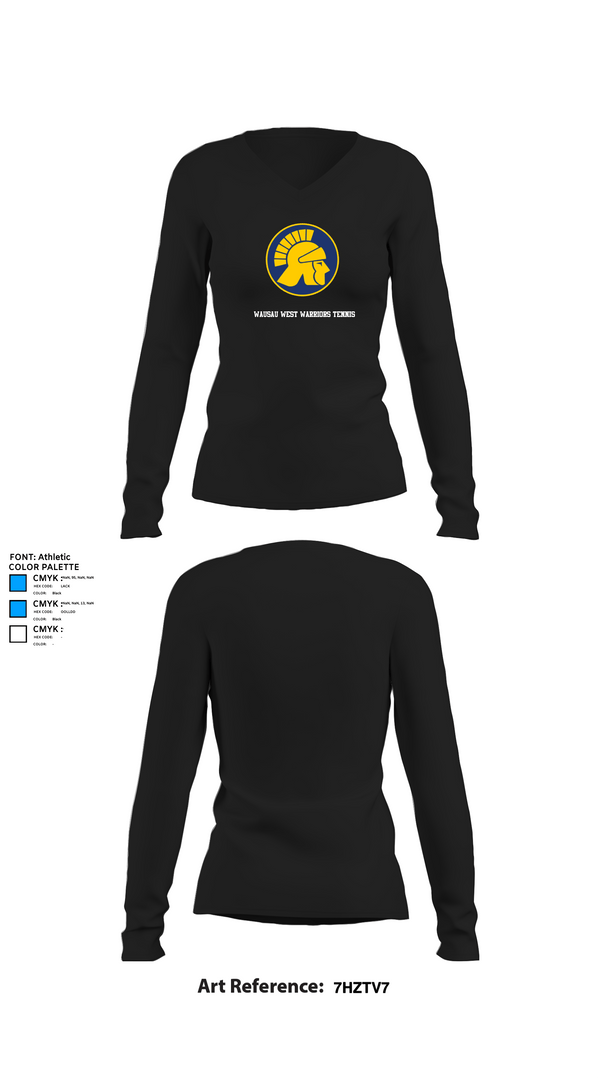 Womens Long Sleeve Vneck Shirt, Wausau West Warriors Tennis, Tennis, Teamtime, Team time, sublimation, custom sports apparel, team uniforms, spirit wear, spiritwear, sports uniforms, custom shirts, team store, custom team store, fundraiser sports, apparel fundraiser