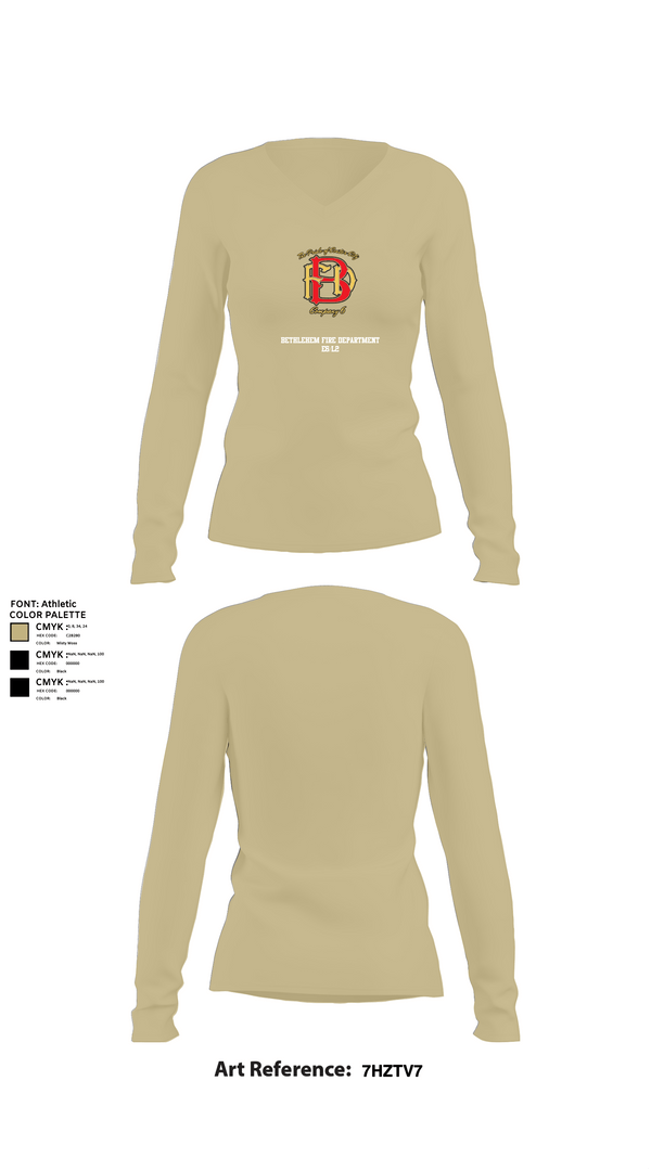 Womens Long Sleeve Vneck Shirt, Bethlehem Fire Department E6/L2, , Teamtime, Team time, sublimation, custom sports apparel, team uniforms, spirit wear, spiritwear, sports uniforms, custom shirts, team store, custom team store, fundraiser sports, apparel fundraiser