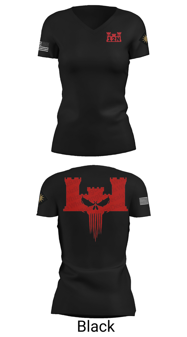 Womens Short Sleeve Vneck Shirt, A co 578th BEB, , Teamtime, Team time, sublimation, custom sports apparel, team uniforms, spirit wear, spiritwear, sports uniforms, custom shirts, team store, custom team store, fundraiser sports, apparel fundraiser