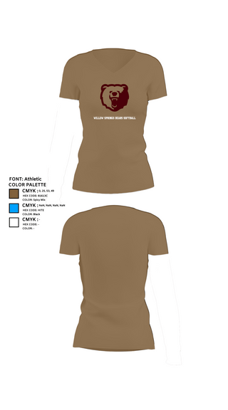Womens Short Sleeve Vneck Shirt, Willow Springs Bears Softball, Softball, Teamtime, Team time, sublimation, custom sports apparel, team uniforms, spirit wear, spiritwear, sports uniforms, custom shirts, team store, custom team store, fundraiser sports, apparel fundraiser