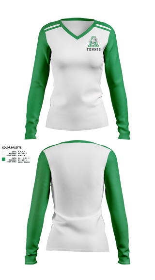 Womens Long Sleeve Vneck Shirt, Albuquerque High School Tennis, Tennis, Teamtime, Team time, sublimation, custom sports apparel, team uniforms, spirit wear, spiritwear, sports uniforms, custom shirts, team store, custom team store, fundraiser sports, apparel fundraiser