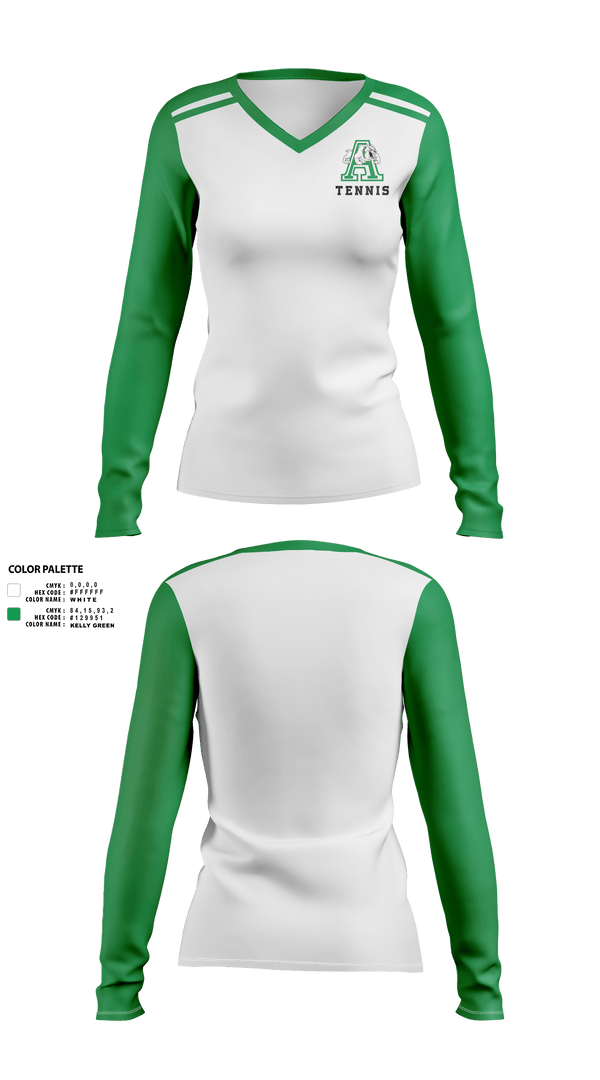 Womens Long Sleeve Vneck Shirt, Albuquerque High School Tennis, Tennis, Teamtime, Team time, sublimation, custom sports apparel, team uniforms, spirit wear, spiritwear, sports uniforms, custom shirts, team store, custom team store, fundraiser sports, apparel fundraiser