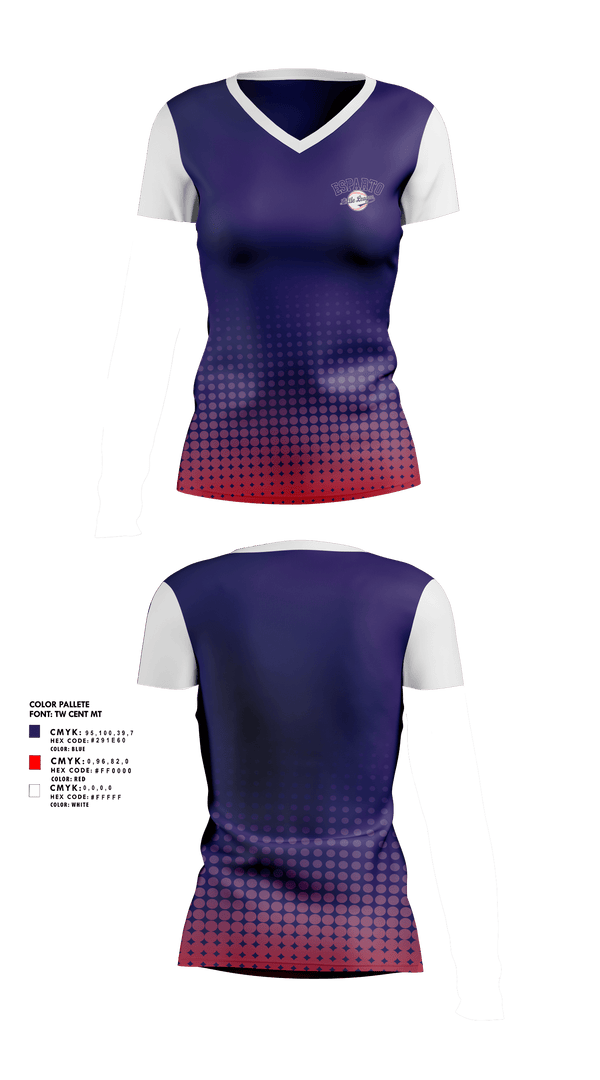Womens Short Sleeve Vneck Shirt, Esparto Little League, Spirit Store, Teamtime, Team time, sublimation, custom sports apparel, team uniforms, spirit wear, spiritwear, sports uniforms, custom shirts, team store, custom team store, fundraiser sports, apparel fundraiser