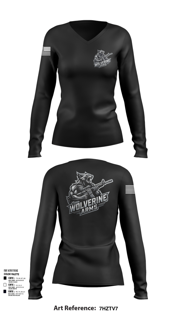 Womens Long Sleeve Vneck Shirt, Wolverine Arms, , Teamtime, Team time, sublimation, custom sports apparel, team uniforms, spirit wear, spiritwear, sports uniforms, custom shirts, team store, custom team store, fundraiser sports, apparel fundraiser