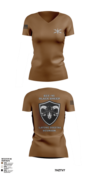 Womens Short Sleeve Vneck Shirt, ECT-06, B Co., 11th Cyber Battalion, , Teamtime, Team time, sublimation, custom sports apparel, team uniforms, spirit wear, spiritwear, sports uniforms, custom shirts, team store, custom team store, fundraiser sports, apparel fundraiser